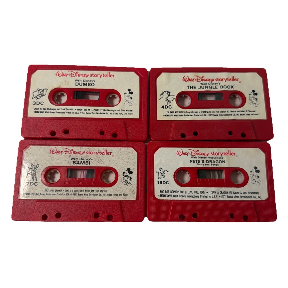 Lot of 4 Mixed Walt Disney Storyteller Read Along Cassette Tapes Dumbo Bambi Etc